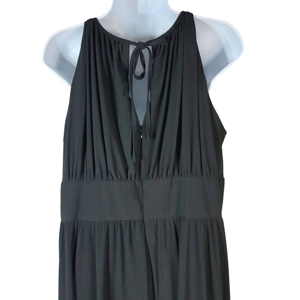 Jessica London evening gown maxi dress black 18W rhinestones sleeveless keyhole - Picture 6 of 8